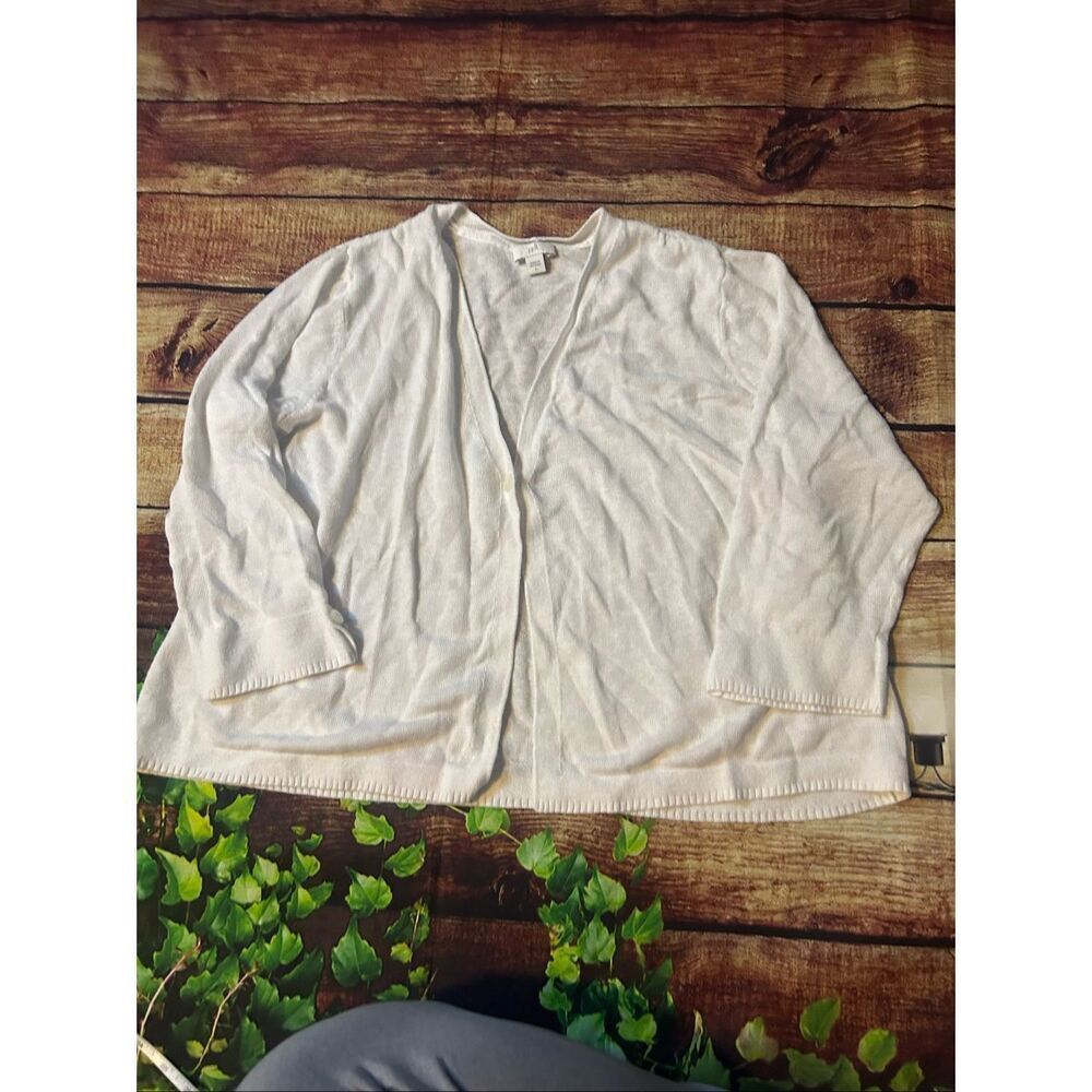 J. Jill White 3/4 Sleeve Lightweight Sweater Size L